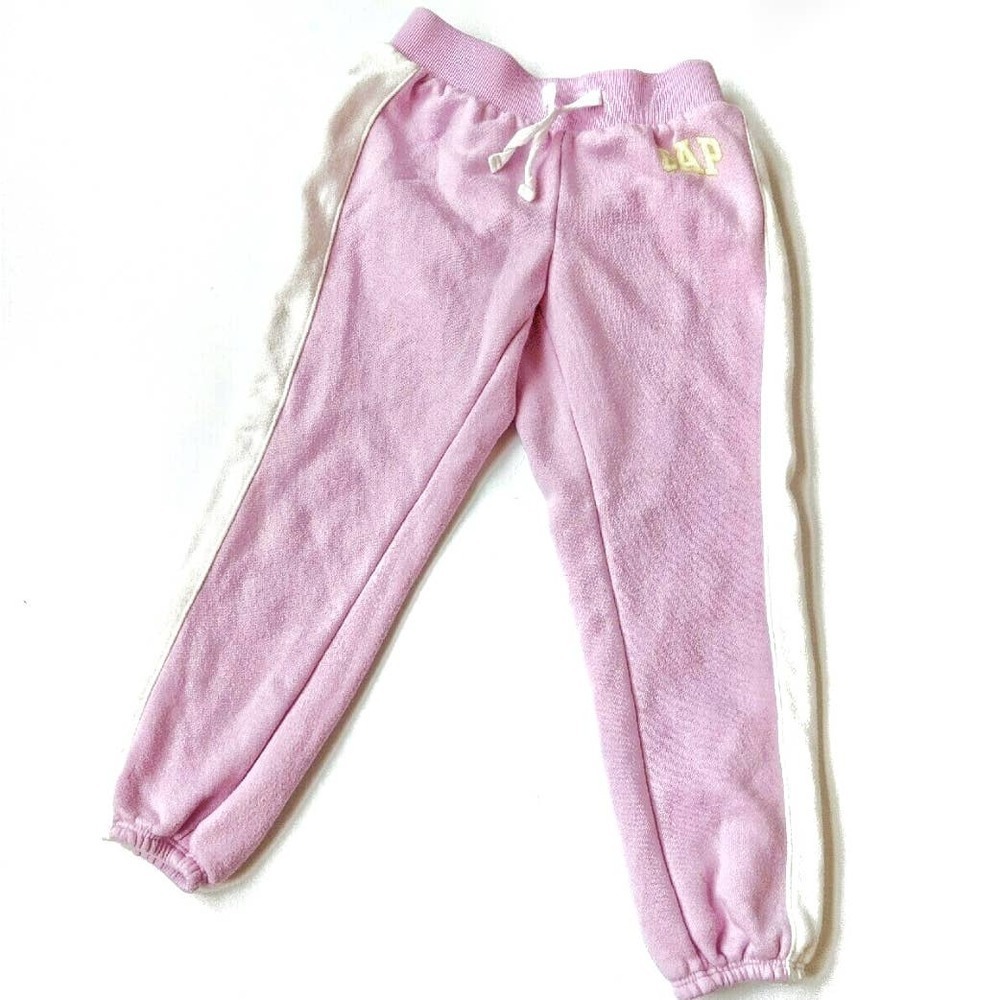 Gap Girls Size 4-5 Pink Joggers Racing Stripe Cotton